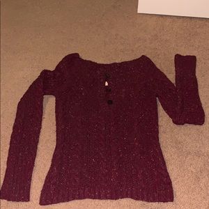 American Eagle Maroon Cable-Knit Sweater